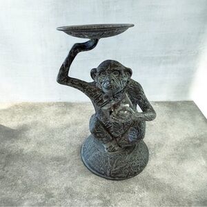 Antique Finish Monkey Sculpture Candle Holder